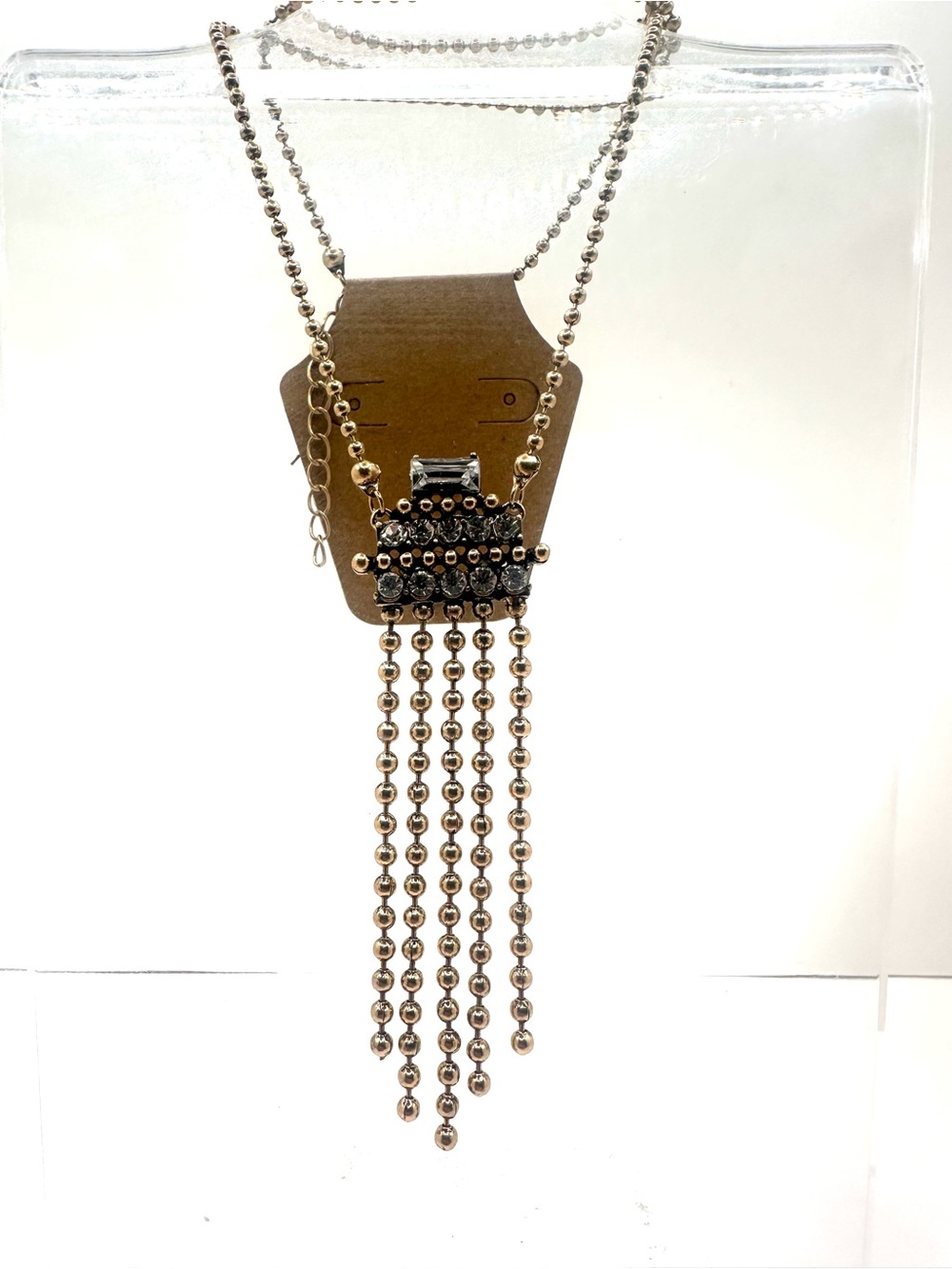 Fashion Gold-Tone Fringe Necklace - Elegant Layered Pendant
